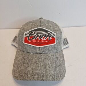 Cinch Men's Logo Patch Baseball Cap Adjustable Back Gray Snap Back Mesh Back Hat